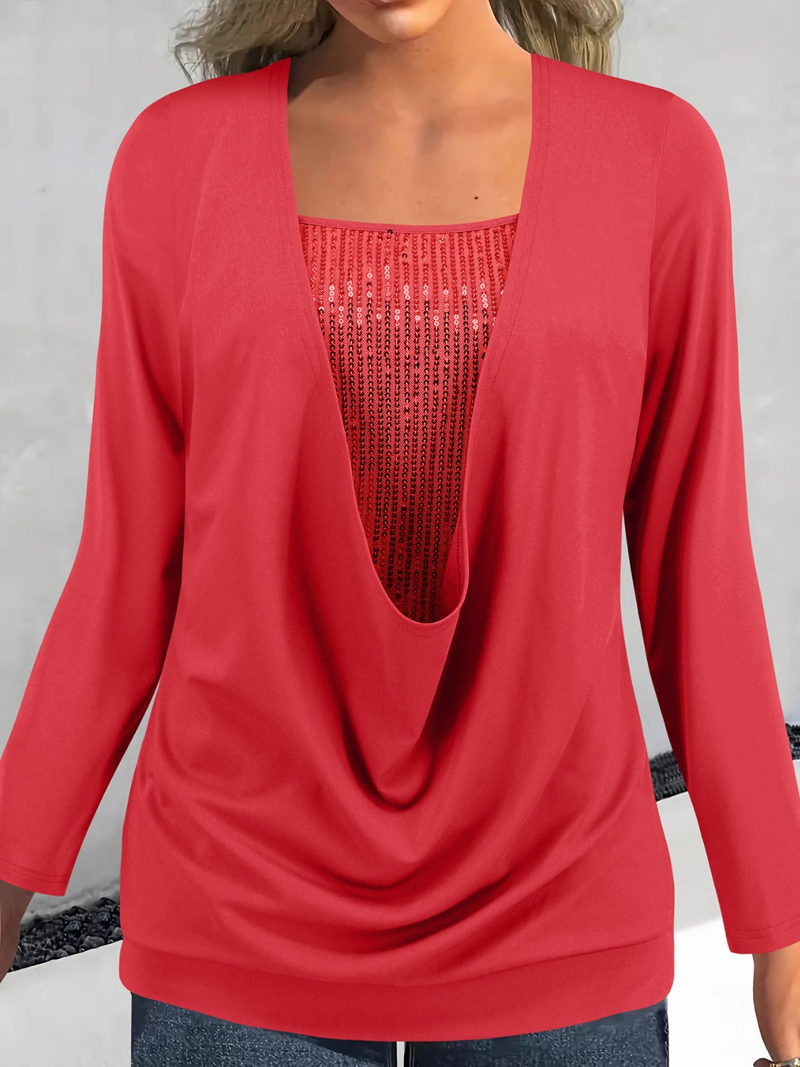 Sequin Long Sleeve Top