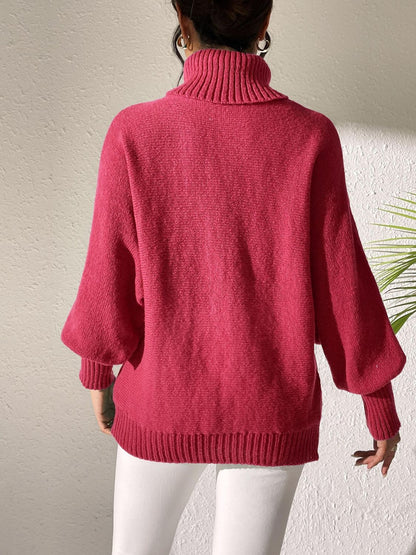 Lip Turtleneck Long Sleeve Sweater