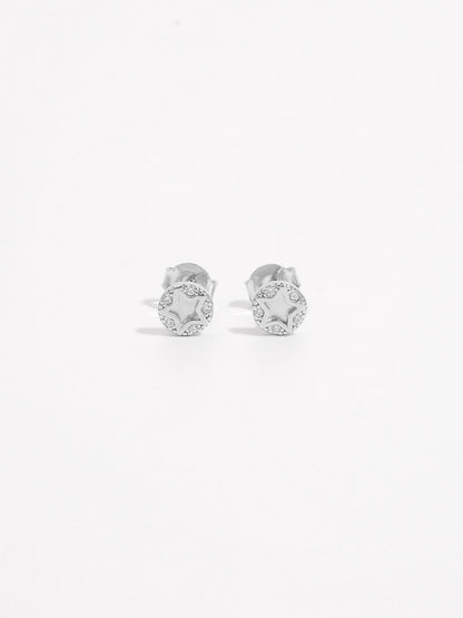 925 Sterling Silver Zircon Star Stud Earrings