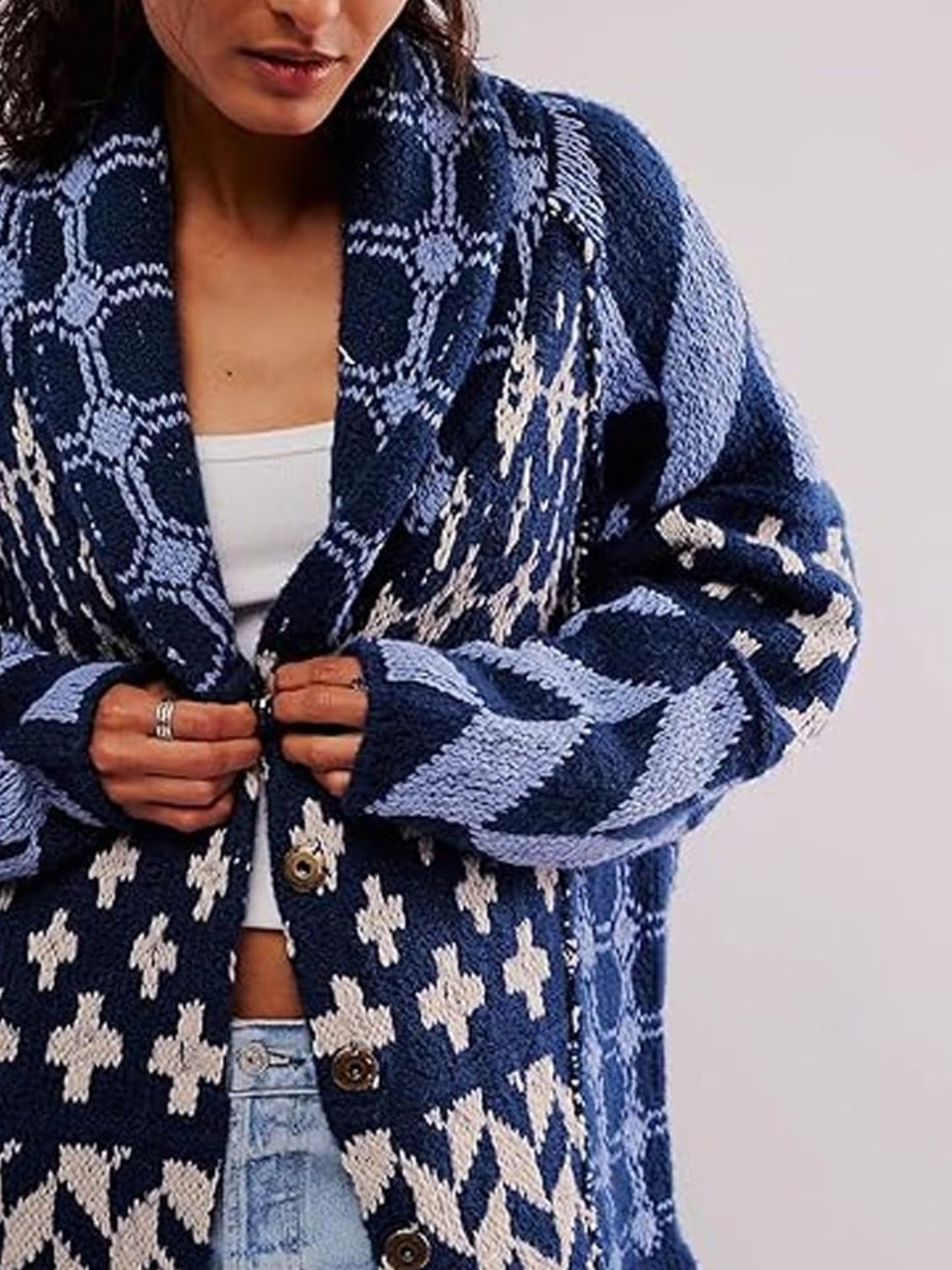 Cross Graphic Button Up Long Sleeve Cardigan