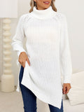 Slit Turtleneck Long Sleeve Sweater