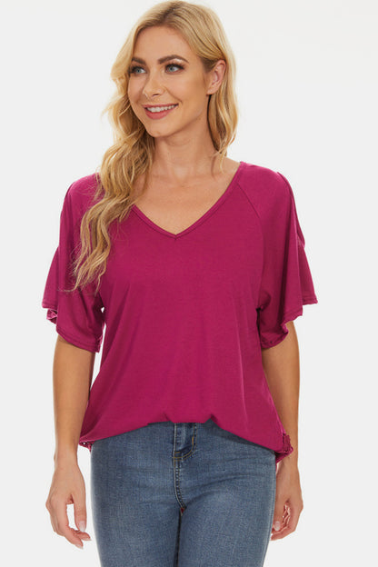 Cutout V-Neck Short Sleeve T-Shirt