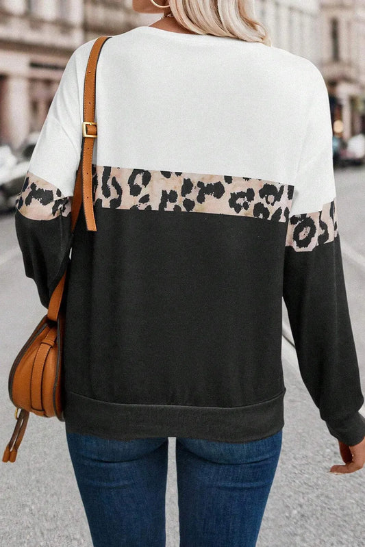 Leopard Round Neck Long Sleeve Top