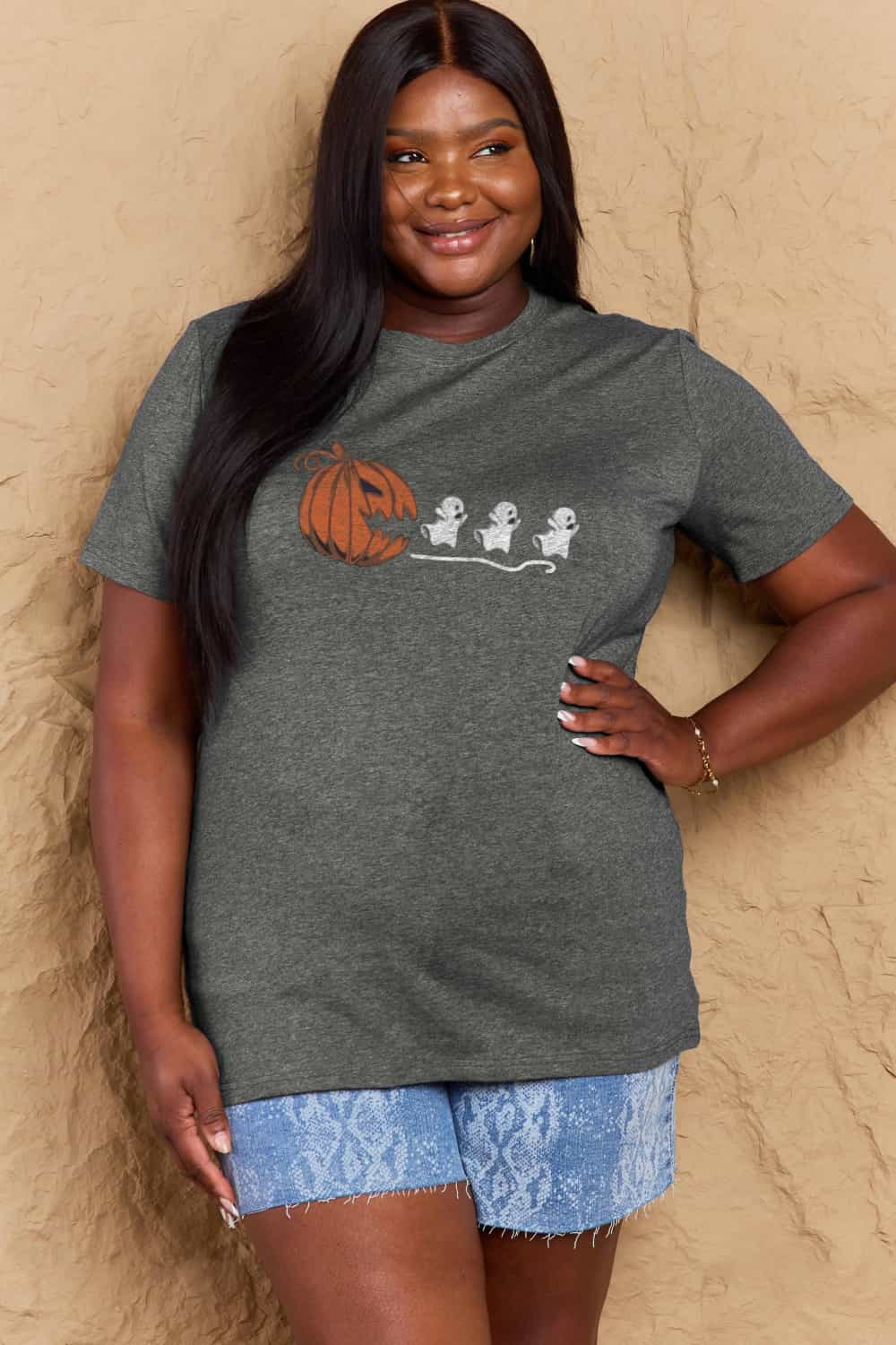 Simply Love Full Size Jack-O'-Lantern Graphic Cotton T-Shirt