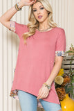 Celeste Full Size Flower Color Block Cross Back T-Shirt