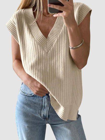 Mandy Ribbed V-Neck Sweater Vest