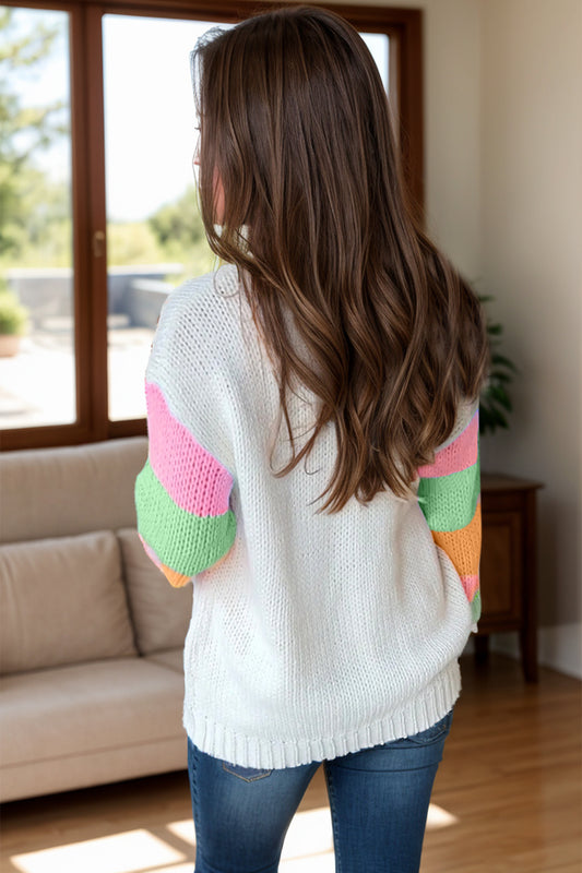 Color Block Round Neck Sweater