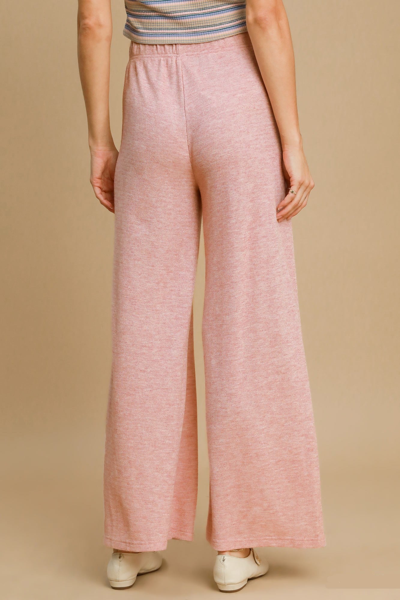 Umgee Elastic Waist Wide Leg Knit Pants