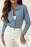 Button Up Long Sleeve Denim Top