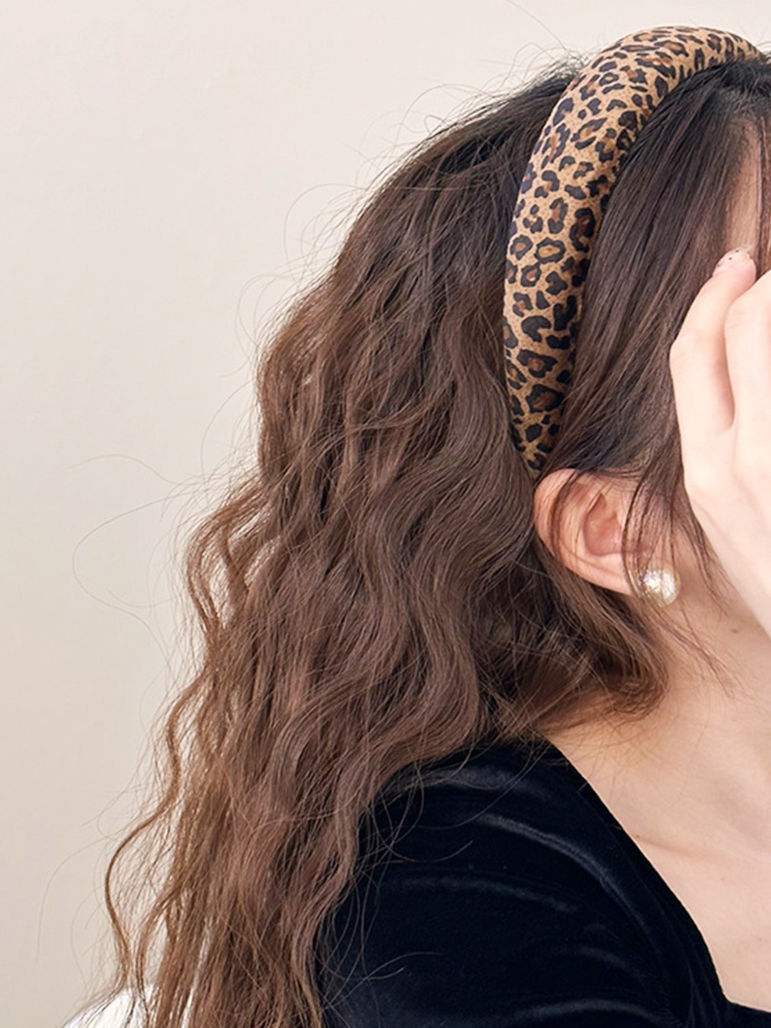 Leopard Polyester Wide Headband