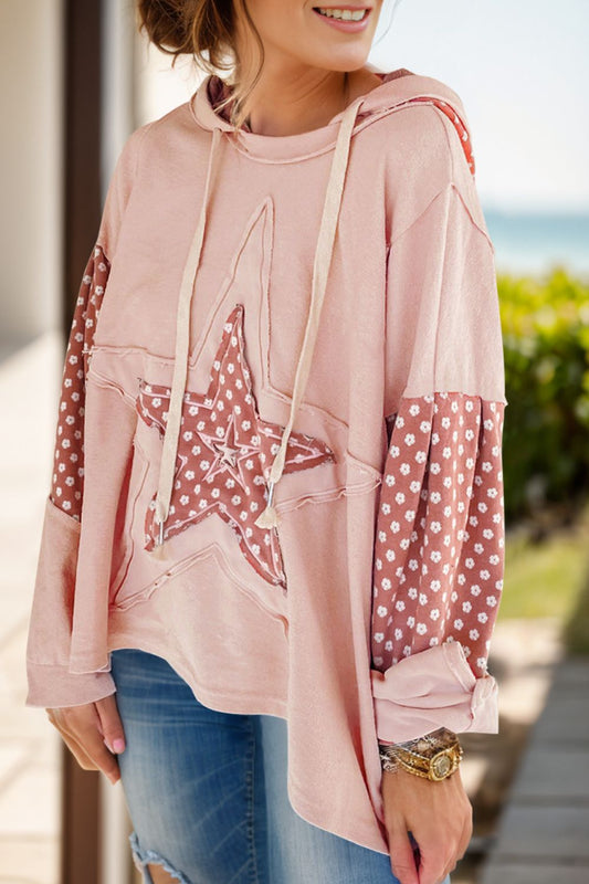 Drawstring Star Long Sleeve Hoodie