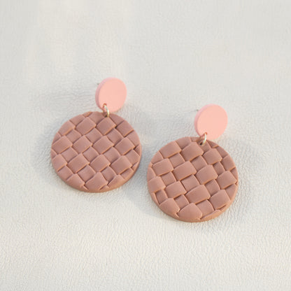 Soft Pottery Round Braided Earrings