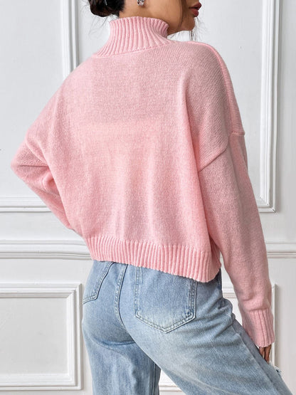 Bow Turtleneck Long Sleeve Sweater