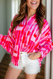 Color Block Collared Neck Long Sleeve Shirt