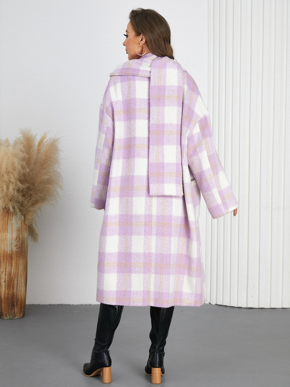 Plaid Button Up Long Sleeve Coat