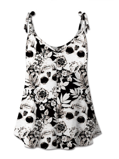 FAM-FAM Skull Print Scoop Neck Cami