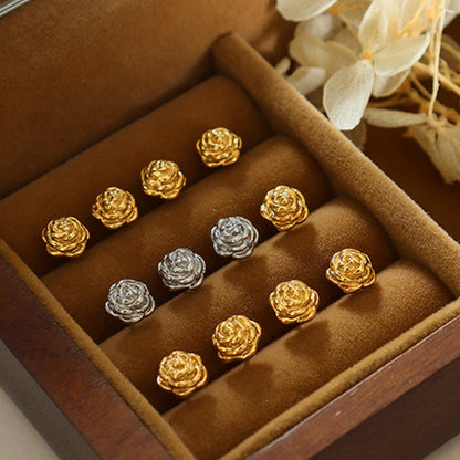 Titanium Steel Rose Stud Earrings