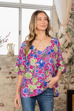 Sew In Love Full Size V-Neck Floral Half Sleeve Top