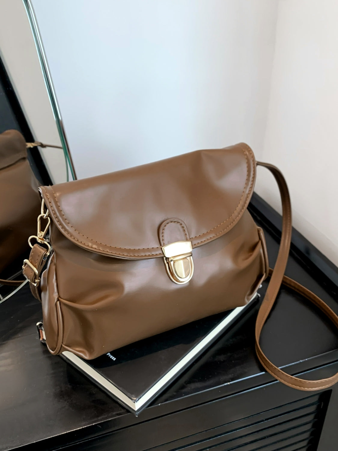 PU Leather Adjustable Strap Crossbody Bag