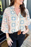 Tassel Tie Neck Balloon Sleeve Blouse
