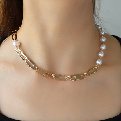 Gold-Plated Pearl Necklace