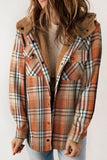 Plaid Button Up Long Sleeve Hooded Jacket