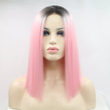 13*3" Lace Front Wigs Synthetic Mid-length Straight 12" 130% Density