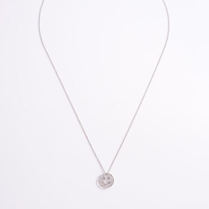 925 Sterling Silver Zircon Smiley Face Necklace