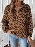 Leopard Half Zip Long Sleeve Sweatshirt