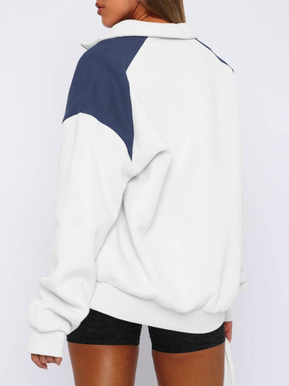 Contrast Quarter Zip Long Sleeve Sweatshirt