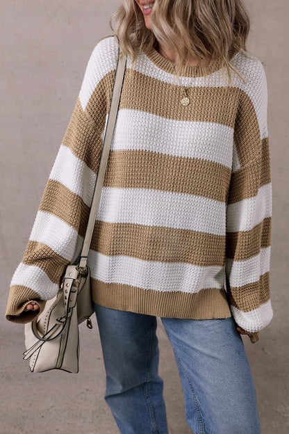 Color Block Round Neck Sweater