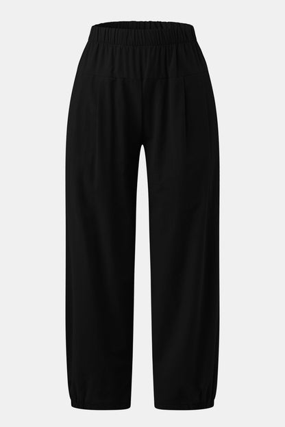 Full Size Elastic Waist Cropped Pants