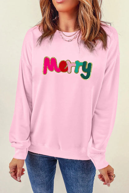 MERRY Round Neck Long Sleeve Sweatshirt