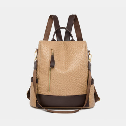 PU Leather Adjustable Straps Backpack Bag