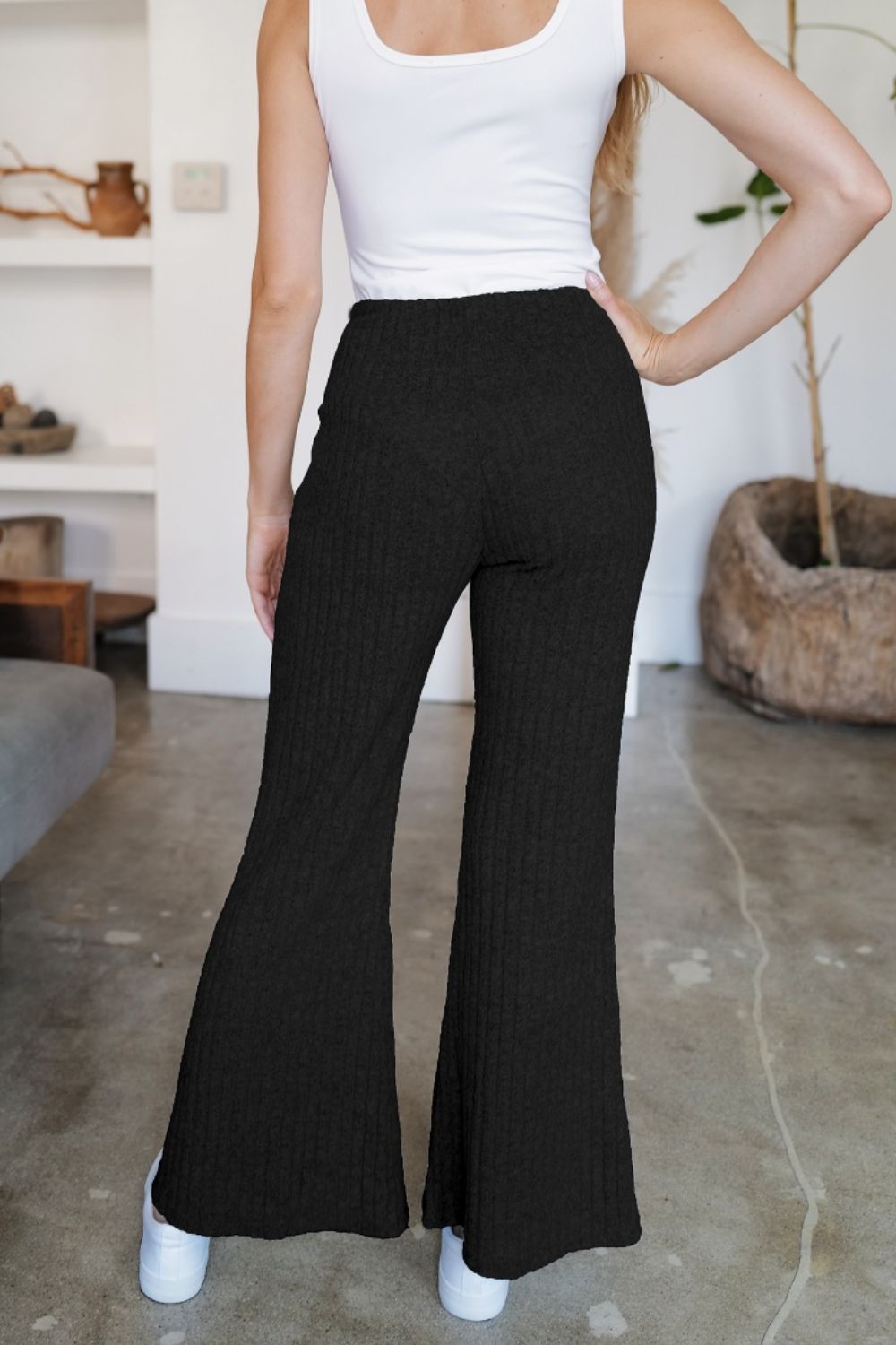 Ribbed High Waist Flare Pants