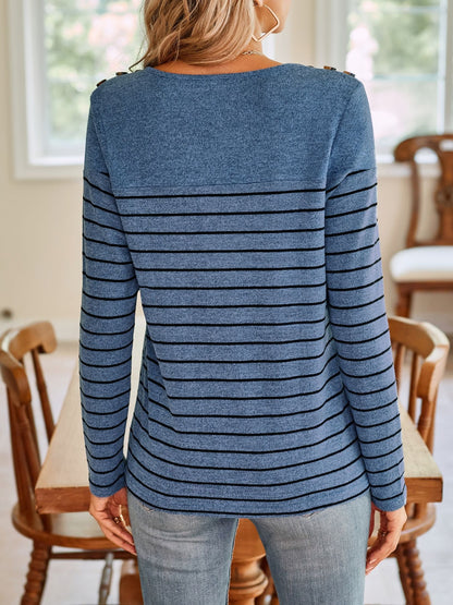 Striped Round Neck Long Sleeve T-Shirt