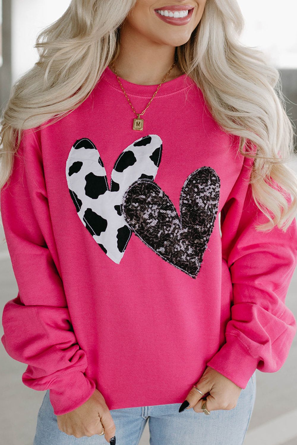 Heart Patch Long Sleeve Sweatshirt