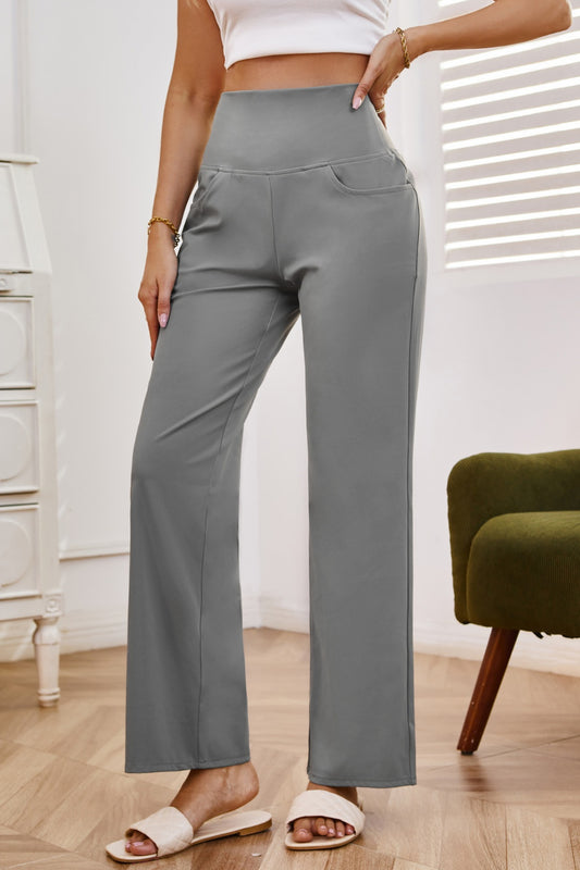 High Waist Wide Leg Pants with Pockets