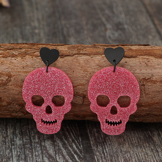 Acrylic Skeleton & Heart Earrings