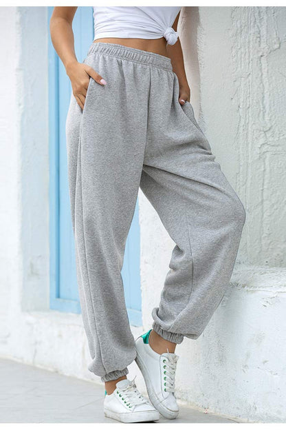 Elastic Waist Joggers with Pockets