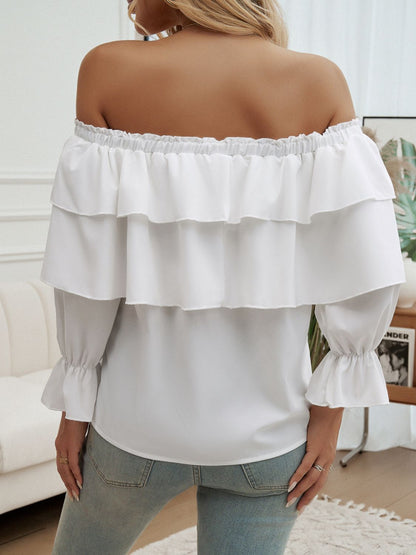 Off-Shoulder Flounce Sleeve Blouse