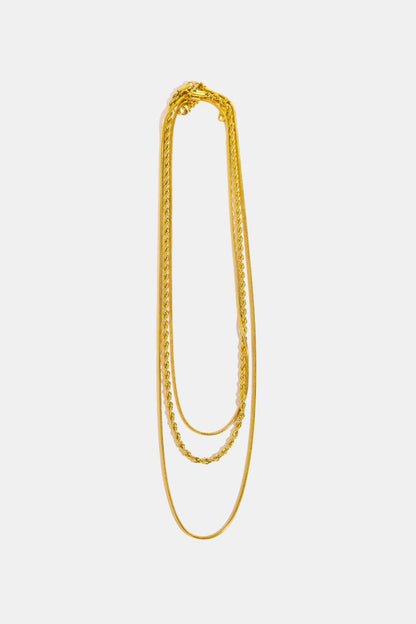 Stainless Steel 18K Gold-Plated Triple Layer Necklace