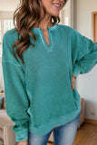 Notched Dropped Shoulder Long Sleeve Sweatshirt