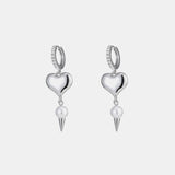 Alloy Rhinestone Synthetic Pearl Heart Earrings