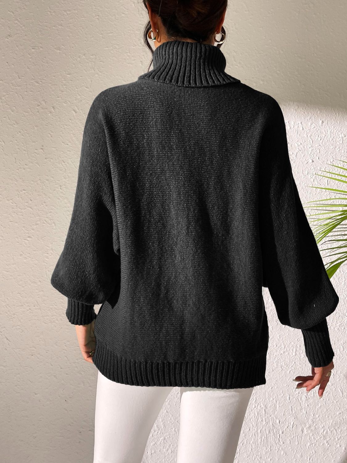 Heart Turtleneck Long Sleeve Sweater