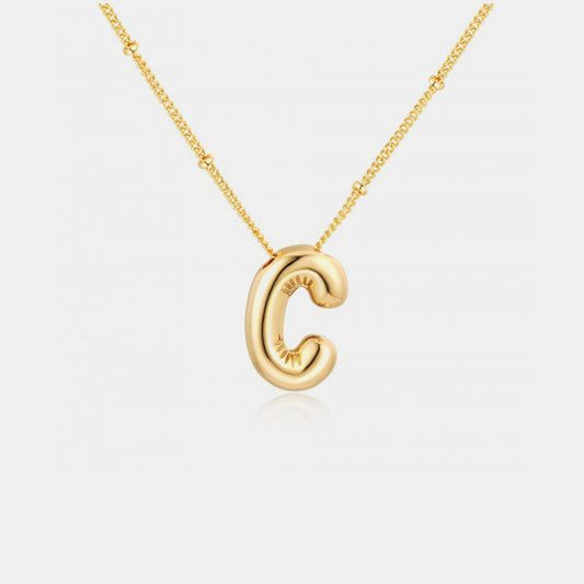 Gold-Plated Letter Pendant Necklace