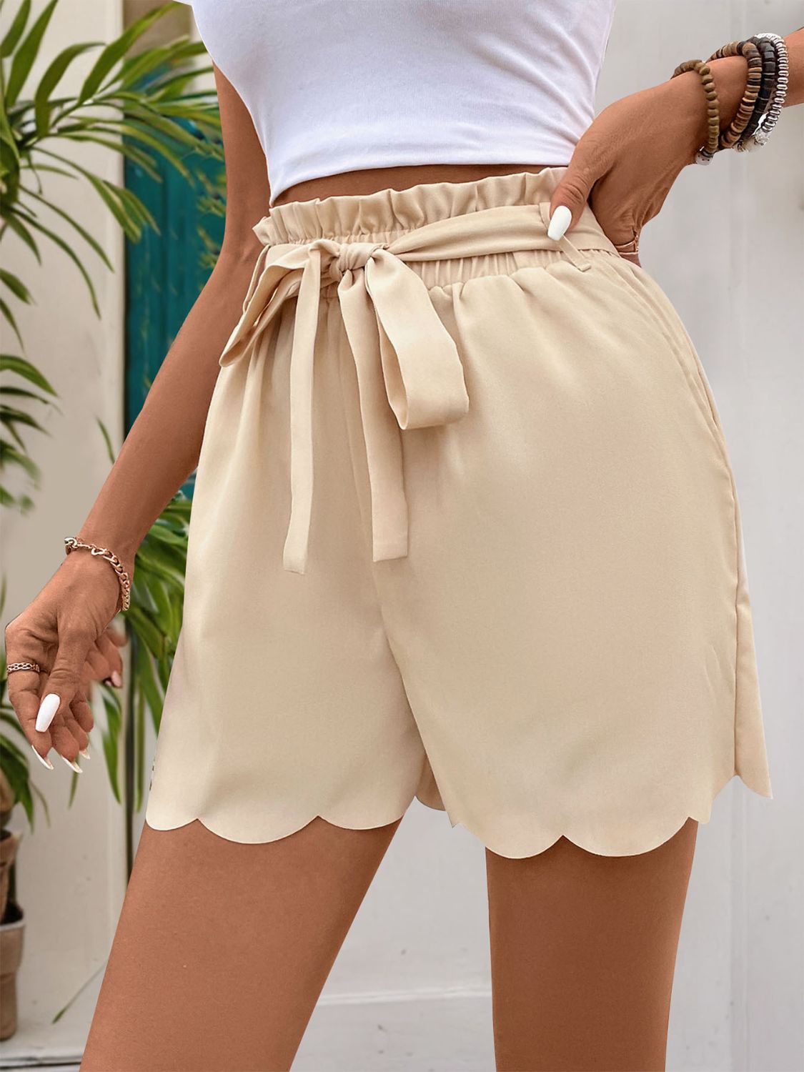 Frill Tied Shorts with Pockets