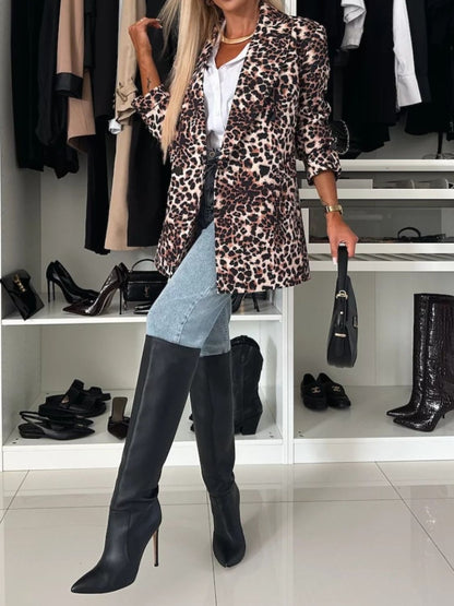 Animal Print Long Sleeve Blazer