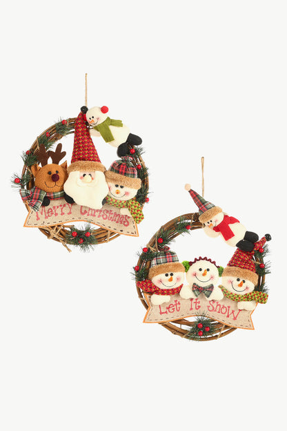 Christmas Element Rattan Wreath Ornaments