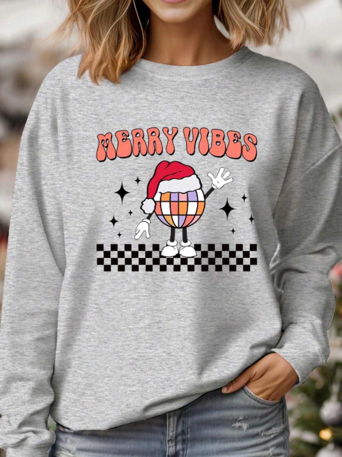 Graphic Round Neck Long Sleeve Sweatshirt